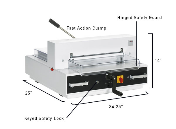 An image of the 4315 paper cutter pointing out features