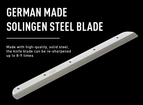 Image of a steel blade with the text German made solingen steel blade