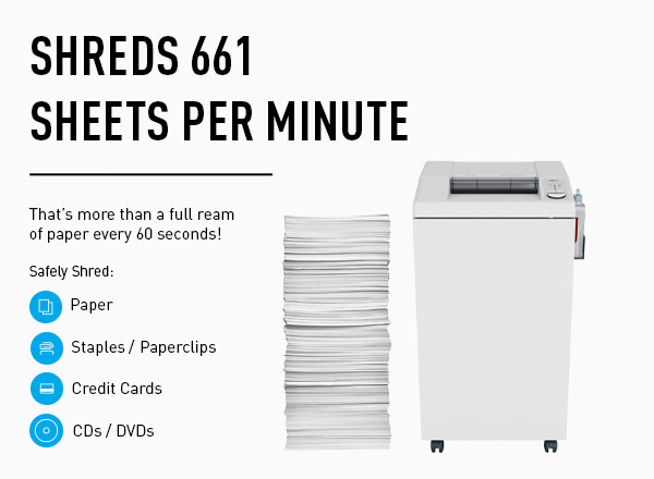 Shreds 661 sheets per minute
